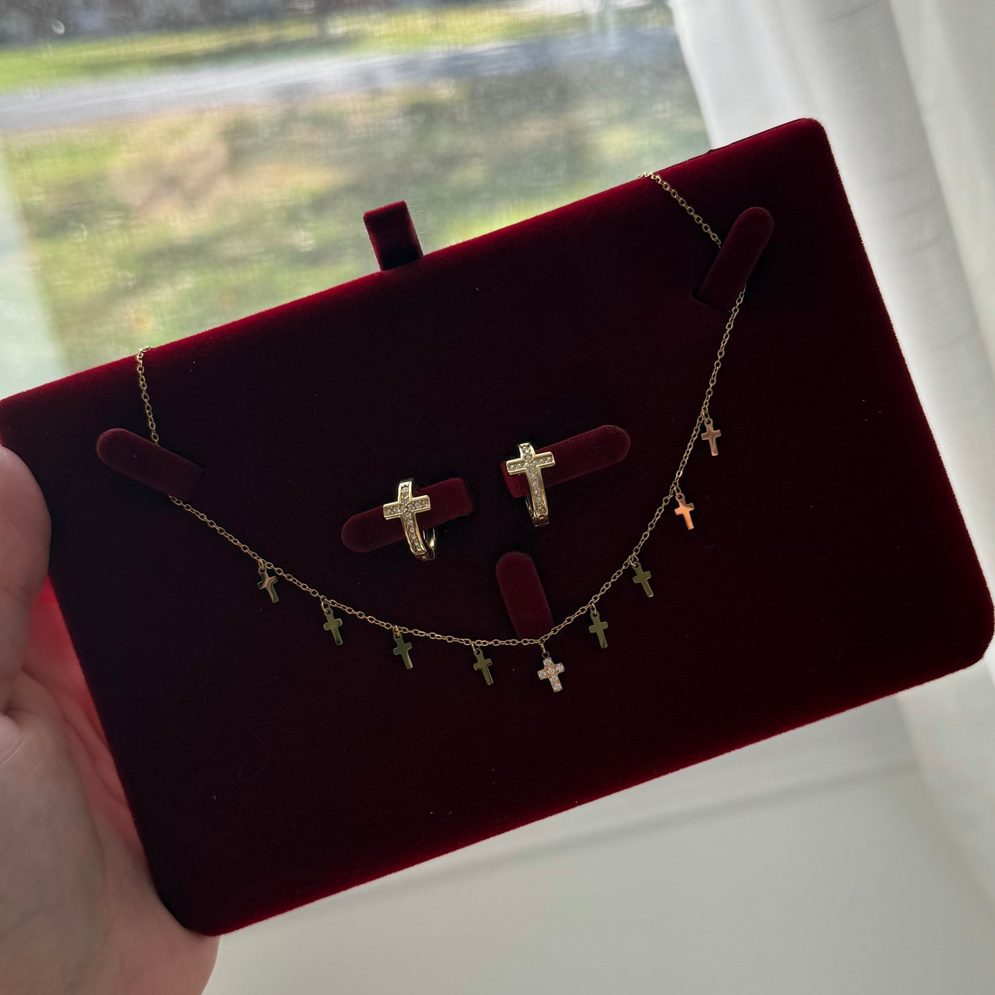 Cross Mini Hoops