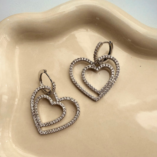Double Hearts Earrings
