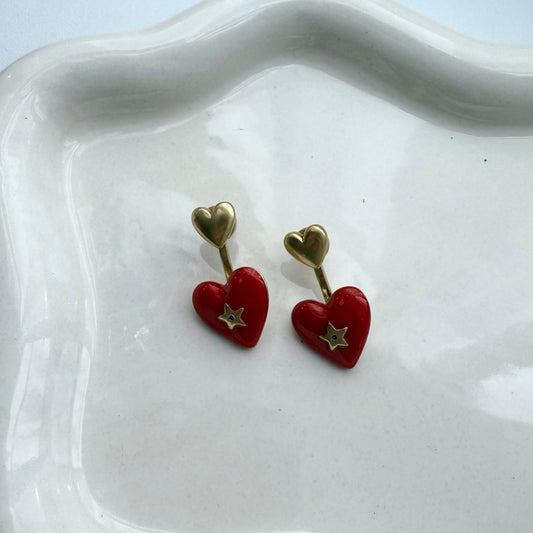 D Heart Earrings