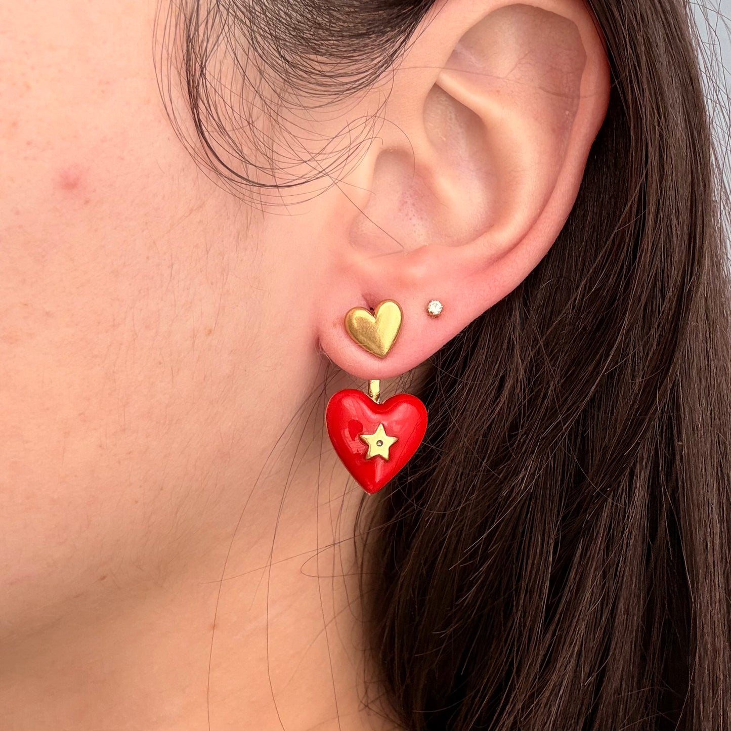 D Heart Earrings